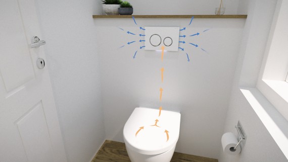 Toilettes équipées d'un système d'évacuation des odeurs Geberit DuoFresh