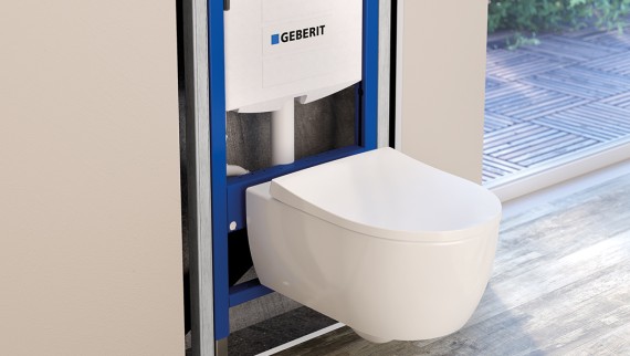 Bâti-support avec réservoir encastré Geberit Sigma derrière le mur