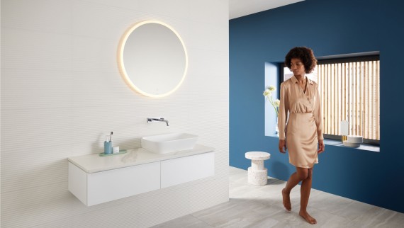 Mix & Match : Vasque à poser Geberit ONE avec meuble sous lavabo iCon