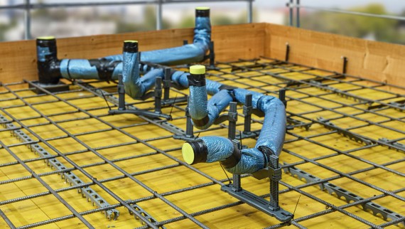 Les tubes Geberit PE peuvent être encastrées dans le béton Les tubes Geberit PE peuvent être encastrées dans le béton