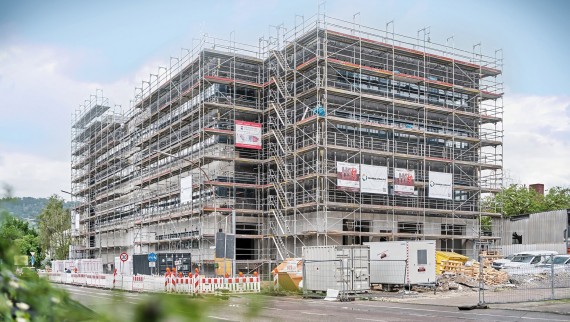 Centre logistique AMF à Fellbach, en Allemagne, en phase de construction