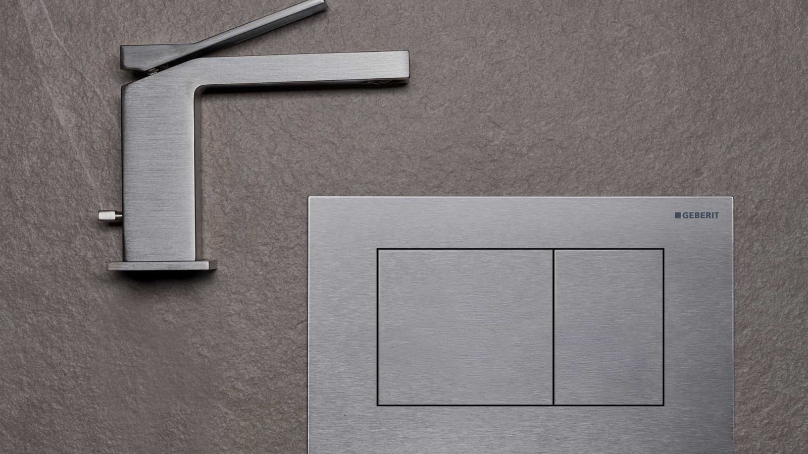 Geberit Sigma40 se distingue par son design épuré et rectiligne et s'harmonise parfaitement avec les robinets carrés Geberit Sigma40 se distingue par son design épuré et rectiligne et s'harmonise parfaitement avec les robinets carrés