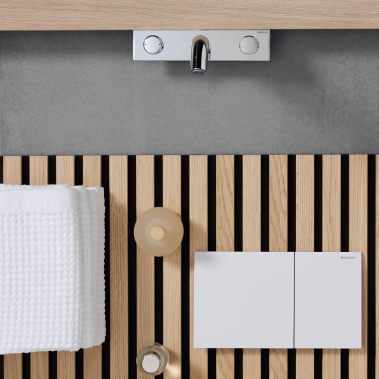 Tableau d'ambiance avec plaque de déclenchement Geberit Sigma70 Tableau d'ambiance avec plaque de déclenchement Geberit Sigma70