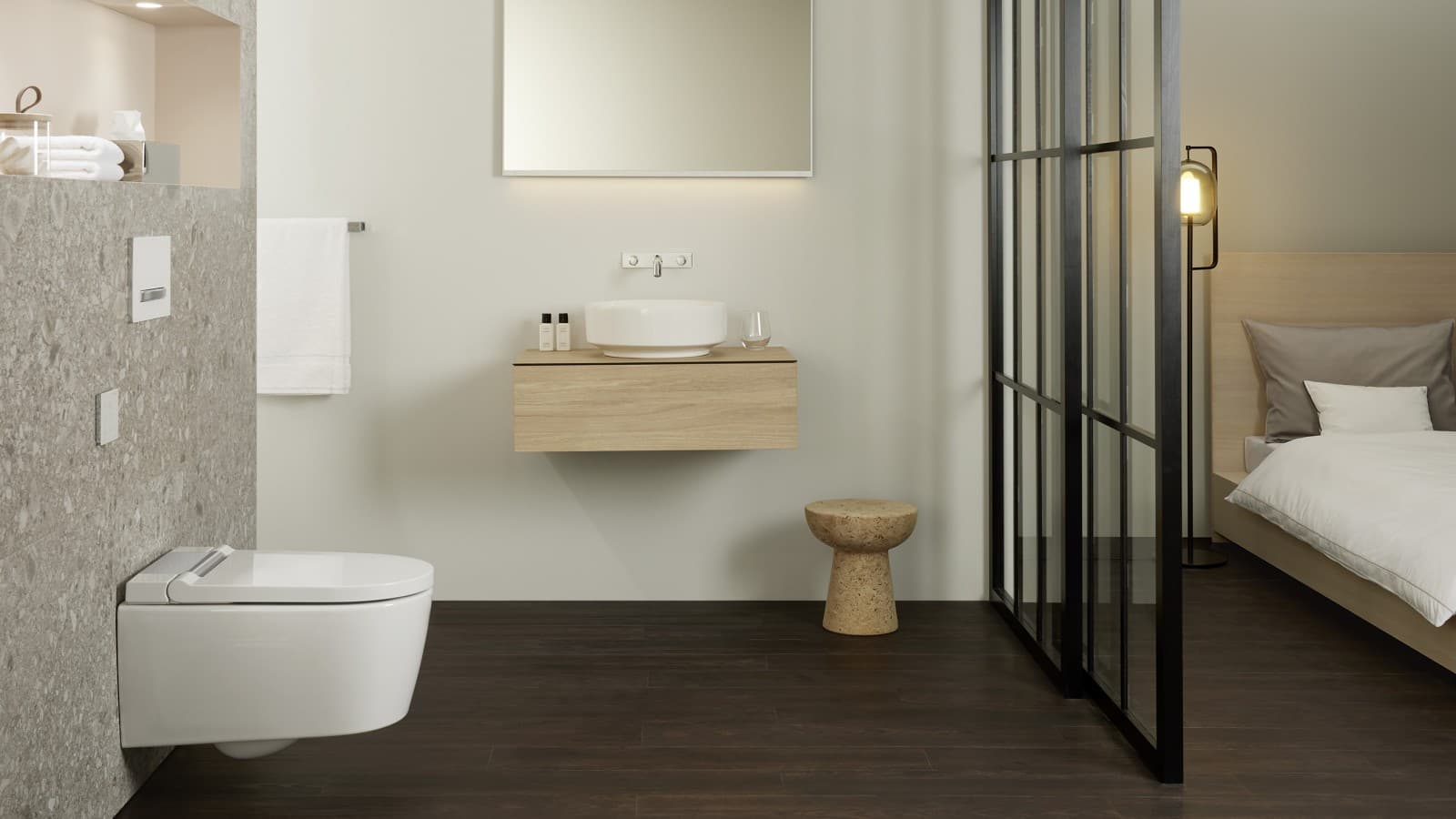 Chambre d'hôtel avec WC lavant Geberit AquaClean Sela Chambre d'hôtel avec WC lavant Geberit AquaClean Sela