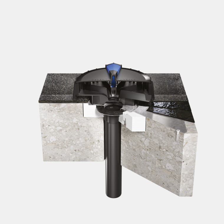 Naissance Pluvia su toit en béton avec couche d'évacuation bétumineuse Naissance Pluvia su toit en béton avec couche d'évacuation bétumineuse