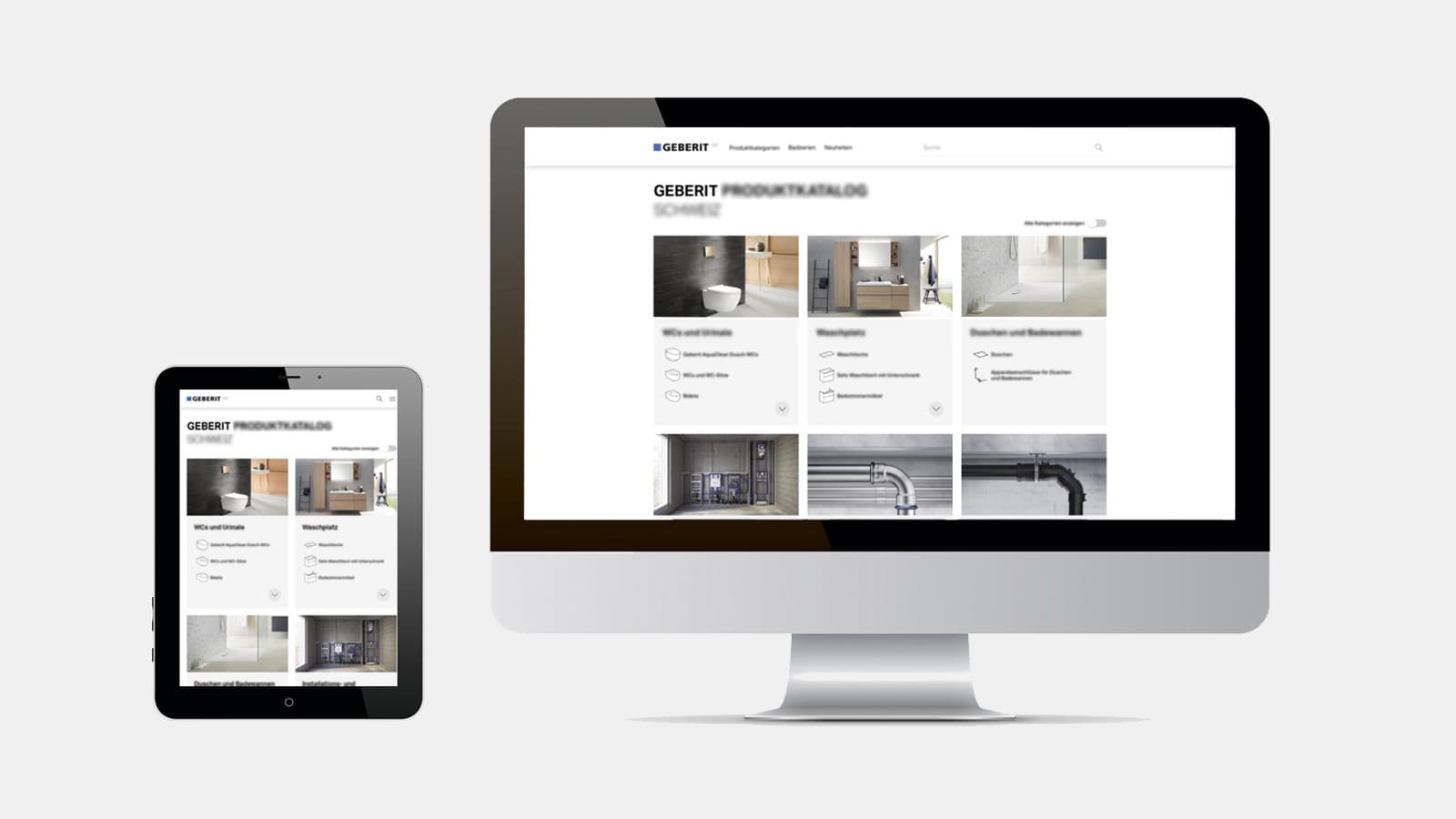 Capture d’écran catalogue de produits Geberit Capture d’écran catalogue de produits Geberit